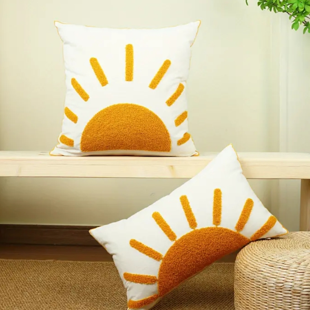 NWT  BOHO EMBROIDERED SUNSHINE PILLOW COVER SET